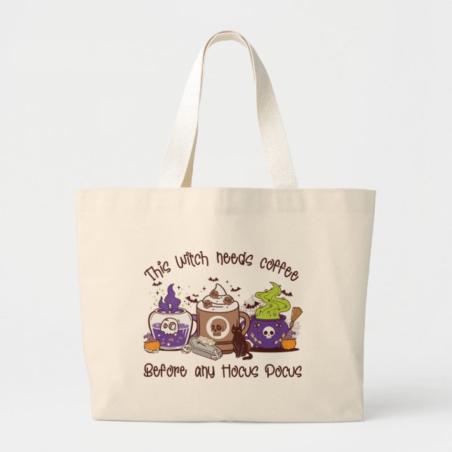 Diese Hexe braucht Kaffee Jumbo Stoffbeutel (Vorne)