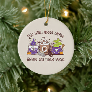 Diese Hexe braucht Kaffee Keramik Ornament