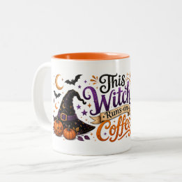 Diese Hexe läuft mit Kaffee Halloween Zweifarbige Tasse