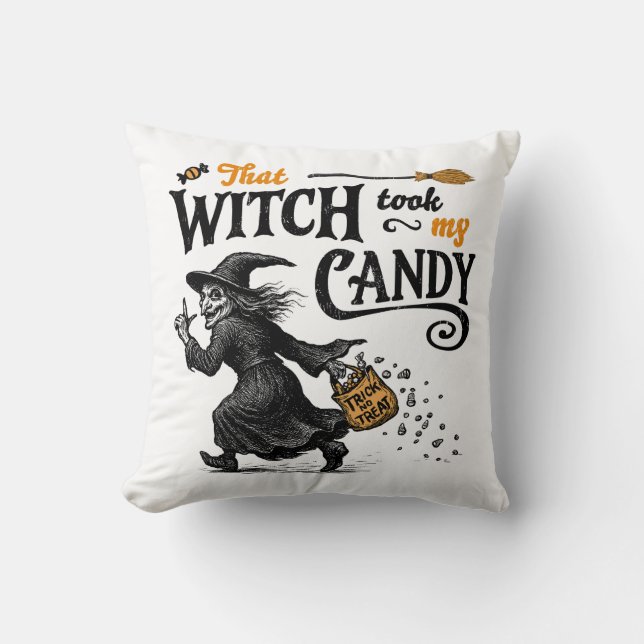 Diese Hexe nahm mir meine Süßigkeiten. Kissen (Vorderseite)