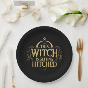 Diese Hexe wird geheiratet Hallo Hochzeit Braut Pappteller