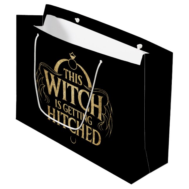 Diese Hexe wird Hallo Wedding Bride Hitched Große Geschenktüte (Vorderseite Schrägansicht)