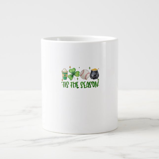 Diese Jahreszeit Latte Patricks Day Baseball Jumbo-Tasse (Vorderseite)