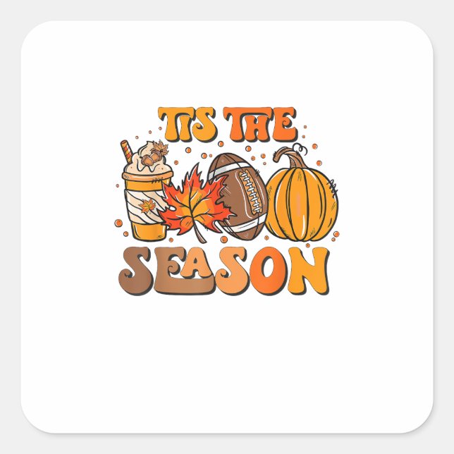 Diese Jahreszeit Pumpkin Leaf Latte Fall Ästhetik  Quadratischer Aufkleber (Vorderseite)
