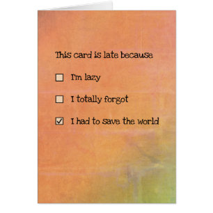 Diese Karte verspätet sich, weil... (anpassbar)