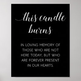 Diese Kerze Burns Memorial Wedding Sign Black Poster