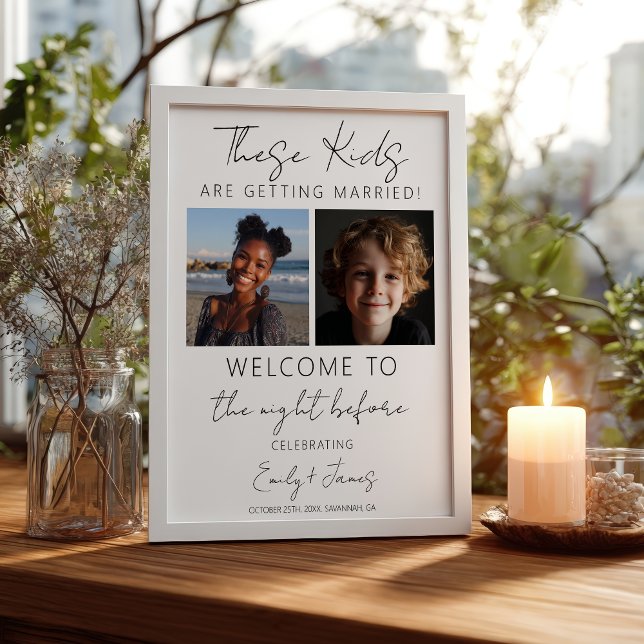 Diese Kinder bekommen das Abendessen mit Probe Poster (These Kids Are Getting Married Rehearsal Dinner Poster)