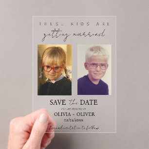 Diese Kinder heiraten Save the Date Acryleinladungen