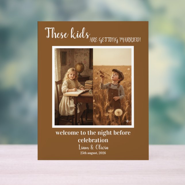 Diese Kinder heiraten Schild, Probeessen Acrylschild (Neutral)