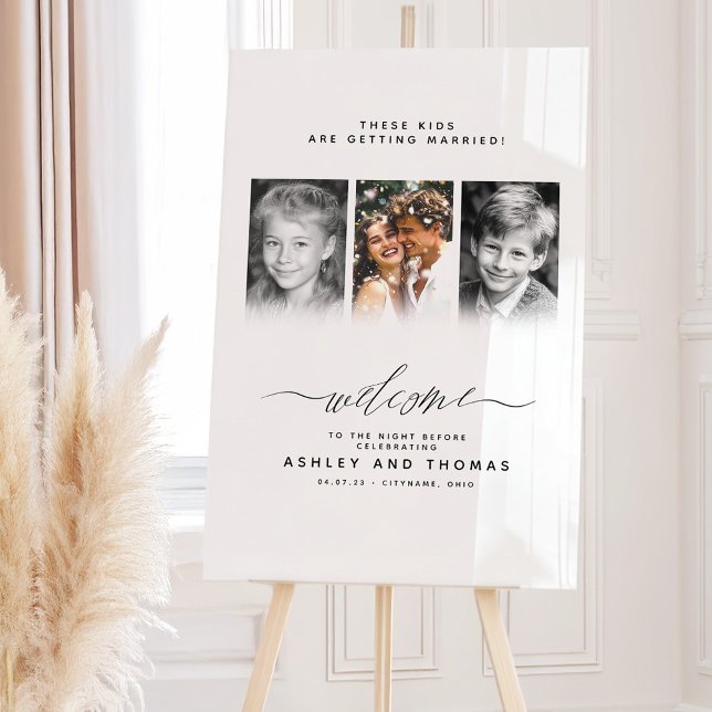 Diese Kinder heiraten Willkommen Acrylschild (3 Photos Welcome Sign "These Kids Are Getting Married")