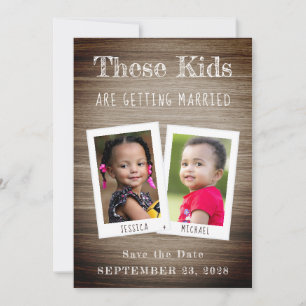 Diese Kinder werden heiraten Fotos Wood Funny Save The Date