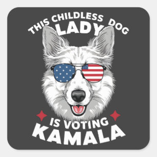 Diese kinderlose Hundedame wählt für Kamala Quadratischer Aufkleber