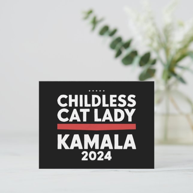 Diese kinderlose Katze-Lady wählt Kamala 2024 Postkarte (Stehend Vorderseite)