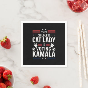 Diese kinderlose Katze-Lady wählt Kamala 2024 Serviette