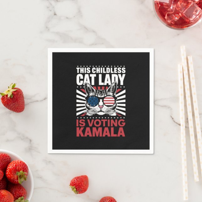 Diese kinderlose Katze-Lady wählt Kamala 2024 Serviette (Beispiel)