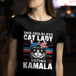 Diese kinderlose Katze-Lady wählt Kamala Cat Liebh T-Shirt