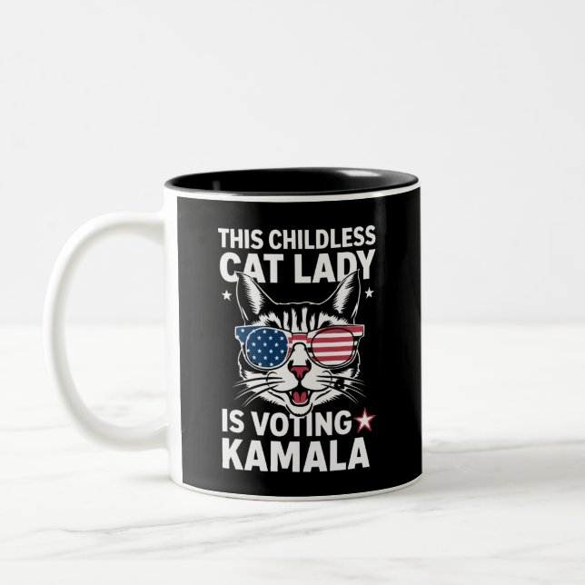 Diese kinderlose Katze-Lady wählt Kamala Zweifarbige Tasse (Links)