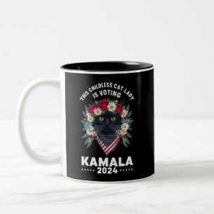 Diese kinderlose Katzenlady Ladies wählt Kamala  Zweifarbige Tasse