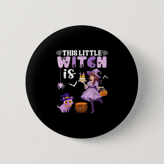 Diese kleine Hexe hat ihren 14. Geburtstag Button (Vorderseite)