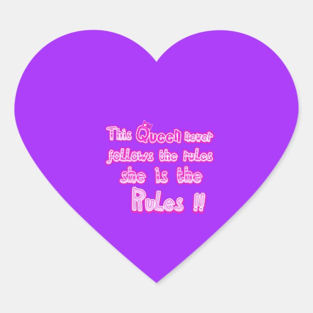 Diese Königin folgt nie den lila Regeln Herz-Aufkleber (Vorderseite)