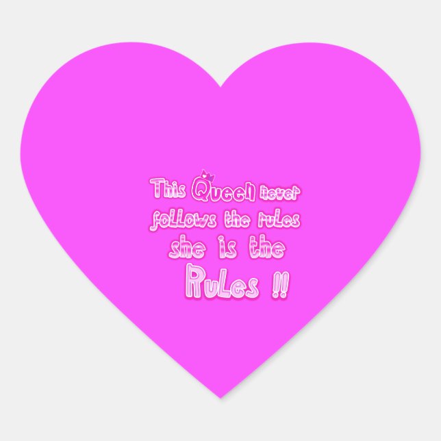 Diese Königin folgt nie den Regeln pink Herz-Aufkleber (Vorderseite)