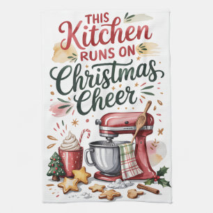 Diese Küche läuft mit Weihnachtsstimmung Geschirrtuch