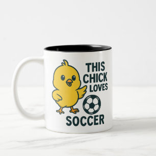 Diese Küken Lieben Fußball Zweifarbige Tasse