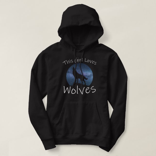 DIESE MÄDCHEN LIEBEN WOLVES Howling Wolf Starry Sk Hoodie (Design vorne)