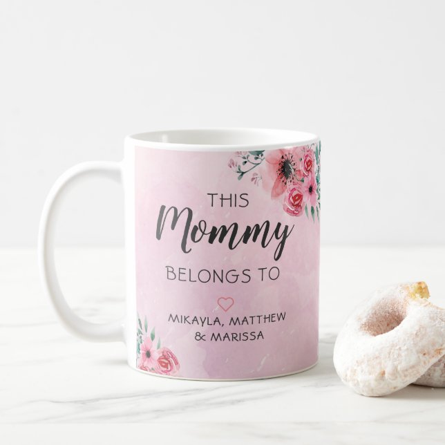 Diese Mama gehört zu rosa, florales Wasser Kaffeetasse (Mit Donut)