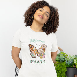 Diese Mama Prags Christliche Retro-Blütenschmetter T-Shirt