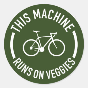 Diese Maschine fährt mit dem Fahrrad von Veggies Runder Aufkleber