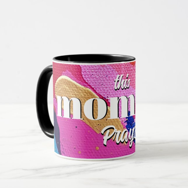 Diese Mommy Prays Abstrakte Tasse rosa und blau (Vorderseite Links)