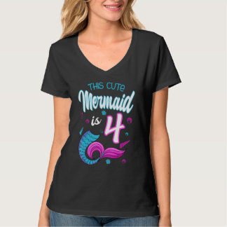 Diese Niedliche Meerjungfrau ist 4 Geburtstagsfeie T-Shirt