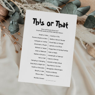 Diese oder jene Game Card Einladung