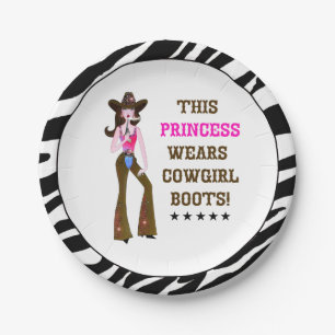 Diese Prinzessin Wears Cowgirl Boots! Pappteller