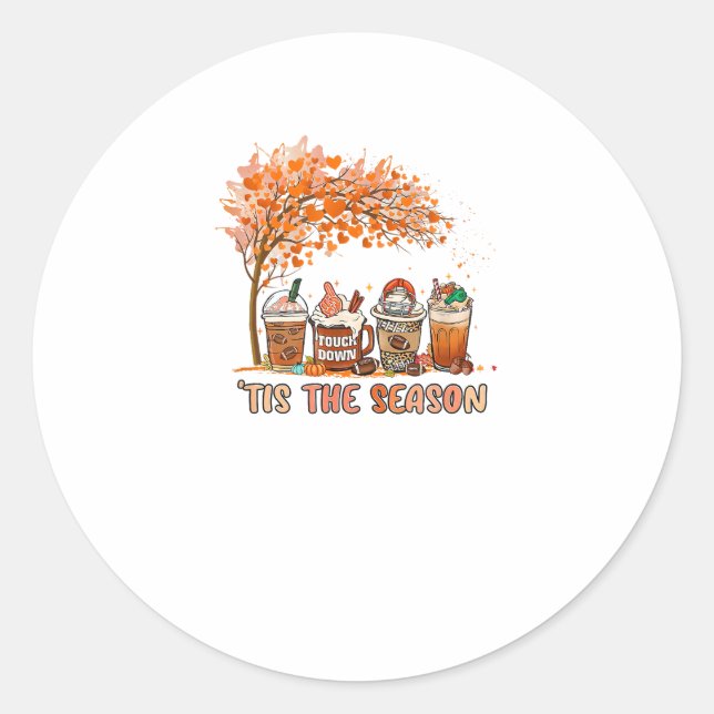 Diese Saison Herbst Touchdown Gewürzkaffee Saison Runder Aufkleber (Vorderseite)