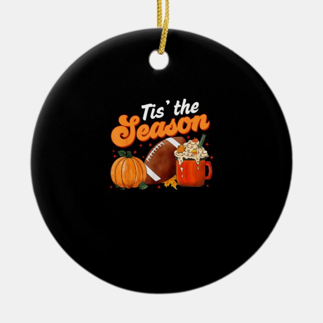 Diese Saison Pumpkin Gewürz Latte Halloween Fall F Keramik Ornament (Vorne)