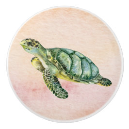 Diese Schildkröte lebt noch im großen Ozeangrün Keramikknauf