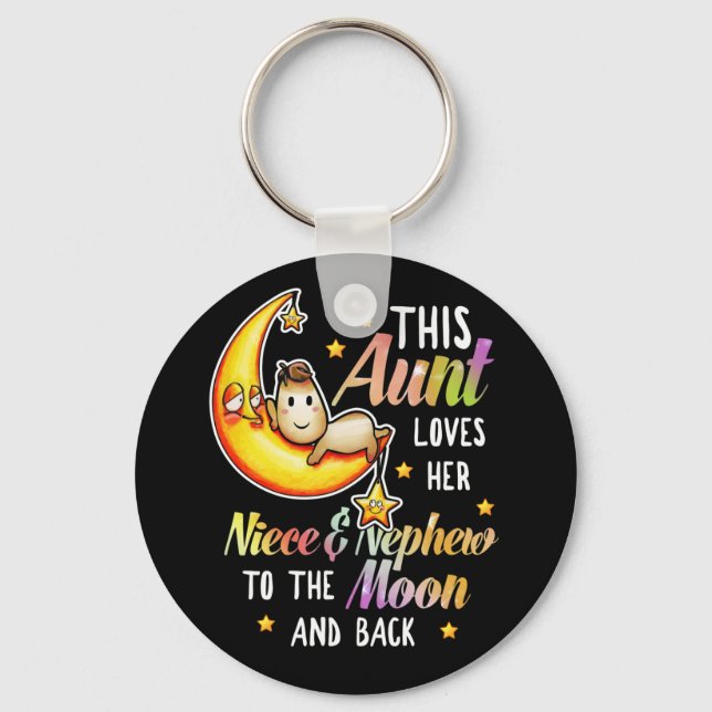 Diese Tante Liebe ihr Nichte Nephee zum Mond Schlüsselanhänger (Vorderseite)