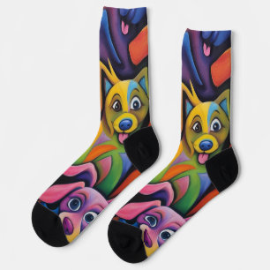 Diese verrückten abstrakten Hunde Socken