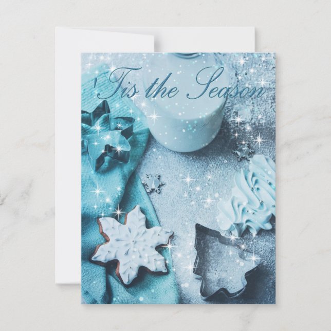 Diese Weihnachtskarte ist der blaue Glitzer der Sa (Vorderseite)