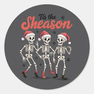 Diese Weihnachtszeit tanzendes Skelett Familie Runder Aufkleber