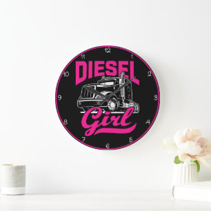 Diesel Girl: Lastwagen mit Power Große Wanduhr