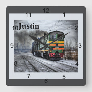 Diesel Locomotive Quadratische Wanduhr