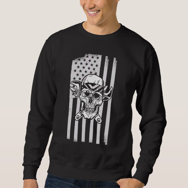Diesel Mechanic Car Fixierung American Flag Auto R Sweatshirt (Vorderseite)
