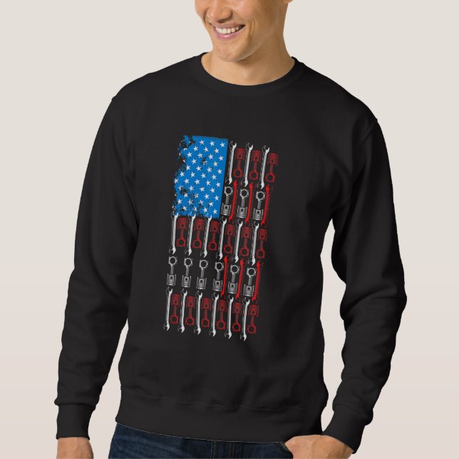 Diesel Mechanic Car Fixierung American Flag Auto R Sweatshirt (Vorderseite)