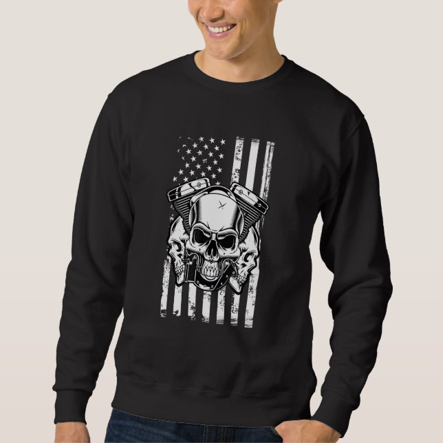 Diesel Mechanic Car Fixierung amerikanischer Fahne Sweatshirt (Vorderseite)