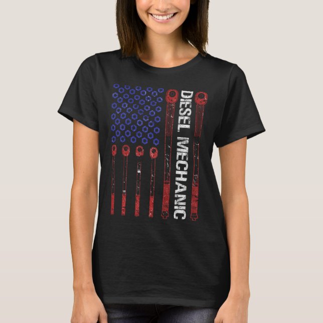 Diesel Mechanic Torque Wrench USA Flag Flag T-Shirt (Vorderseite)