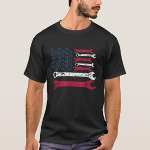 Diesel Mechanics Usa Red White Blue American Flag T-Shirt