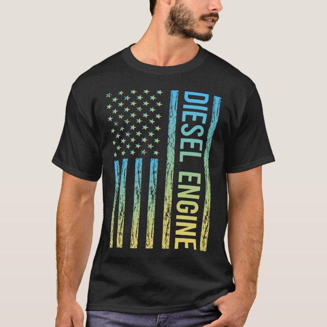 Diesel-Motor für glühende Flagge T-Shirt (Vorderseite)
